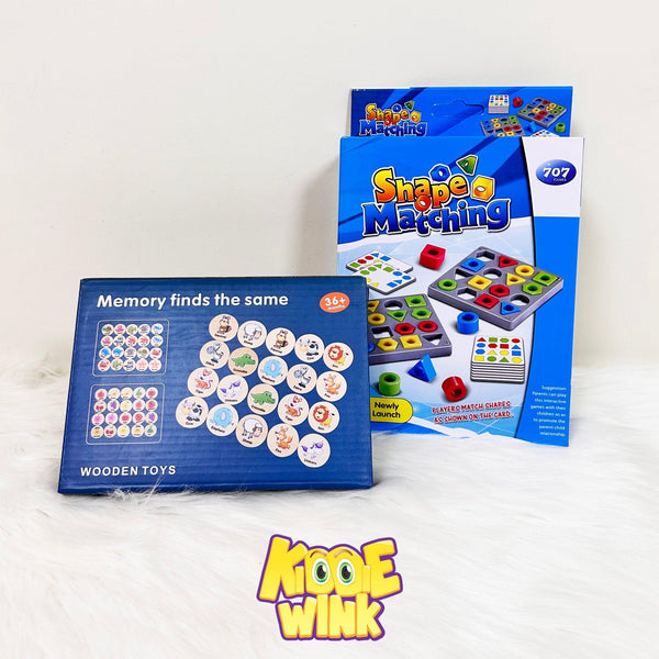 Educational Shape Pairing Puzzle & Wooden Memory Matching For Kids - KiddieWink - Gifts They'll Love