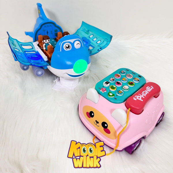 360° Rotating Gear Airplane & Music Telephone Car For Kids - KiddieWink - Gifts They'll Love