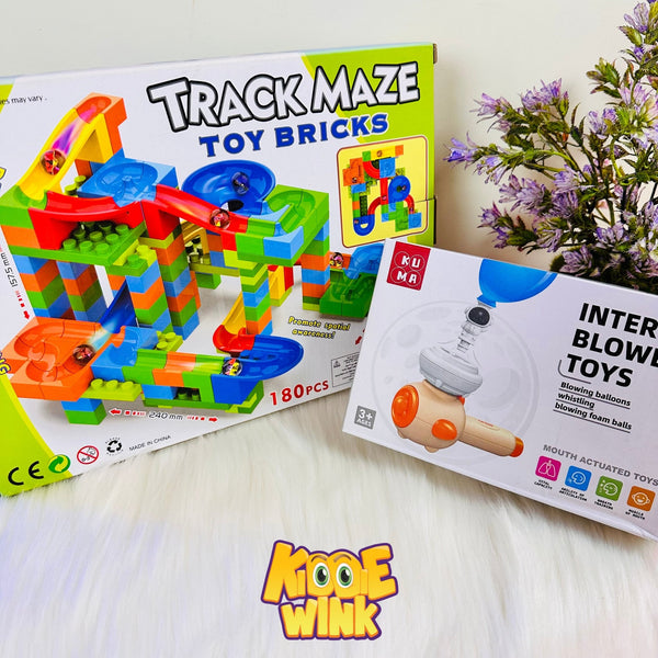 Maze Track Blocks & 3 in 1 Ball Blowing Toys For Kids - KiddieWink - Gifts They'll Love