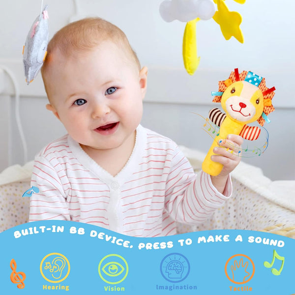 Baby Plush Rattles – Handheld Sensory Toys for Newborns & Toddlers - KiddieWink - Gifts They'll Love
