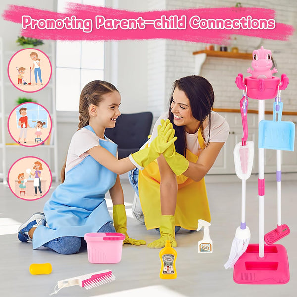 12 Pieces Dino Cleaning Set For Girls - KiddieWink - Gifts They'll Love