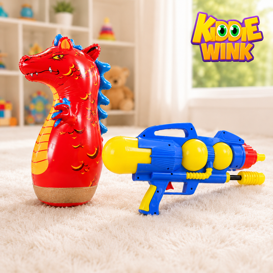 Aqua Storm Water Blaster Gun & 3D Inflatable Punching Bop Bag Boxing Toy