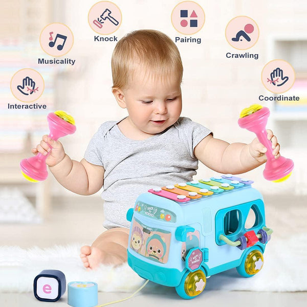 Montessori Cute Bear Baby Musical Bus Toy - KiddieWink - Gifts They'll Love