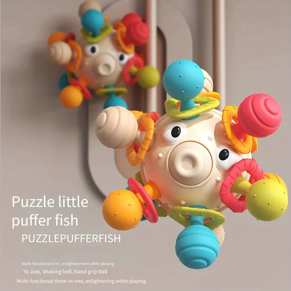 0 - 12 Months Soft Silicon Sensory Rattle Teether Toy - KiddieWink - Gifts They'll Love