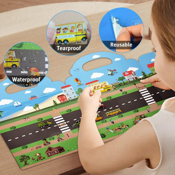 Fun Learning Reusable Sticker Book For Kids (Vehicles) - KiddieWink - Gifts They'll Love