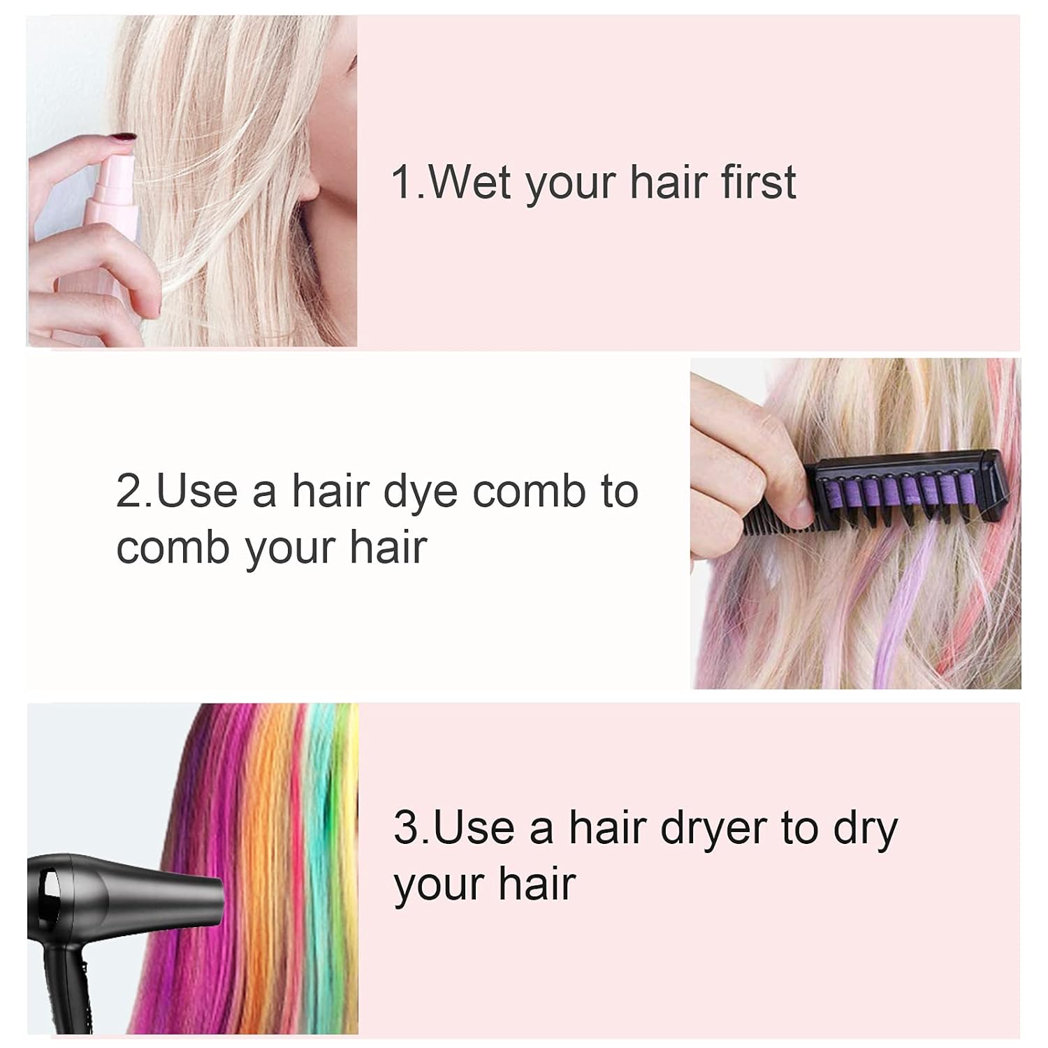 Girls DIY Hair Chalk Comb Pack Of 5 - KiddieWink - Gifts They'll Love