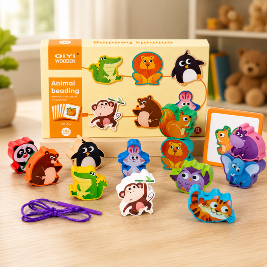 Qiyi Wooden Animal Beading set toy for kids