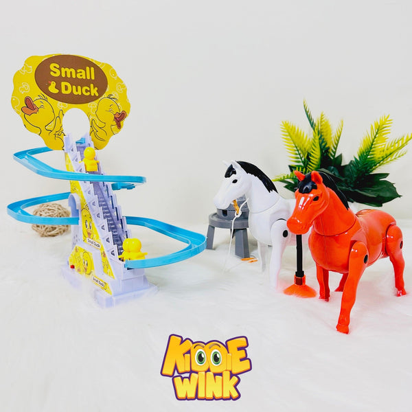 Electric Mill Grain Horse & Lightning Musical Duck Track Set - KiddieWink - Gifts They'll Love