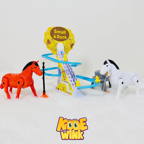 Electric Mill Grain Horse & Lightning Musical Duck Track Set - KiddieWink - Gifts They'll Love