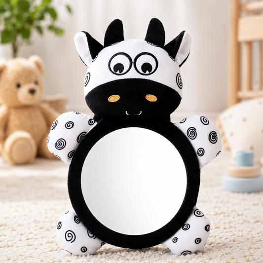 Soft Cow Tummy Mirror Sensory Toy
