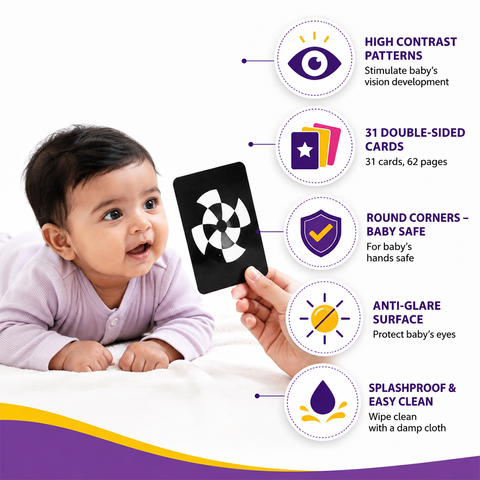 High Contrast Sensory Flash Cards – Boost Your Newborn's Brain Development from Day 1 | 0–6 Months