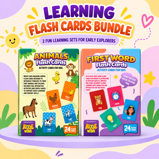 Little Learner's Discovery Journey – First Words & Animal Flash Cards Bundle