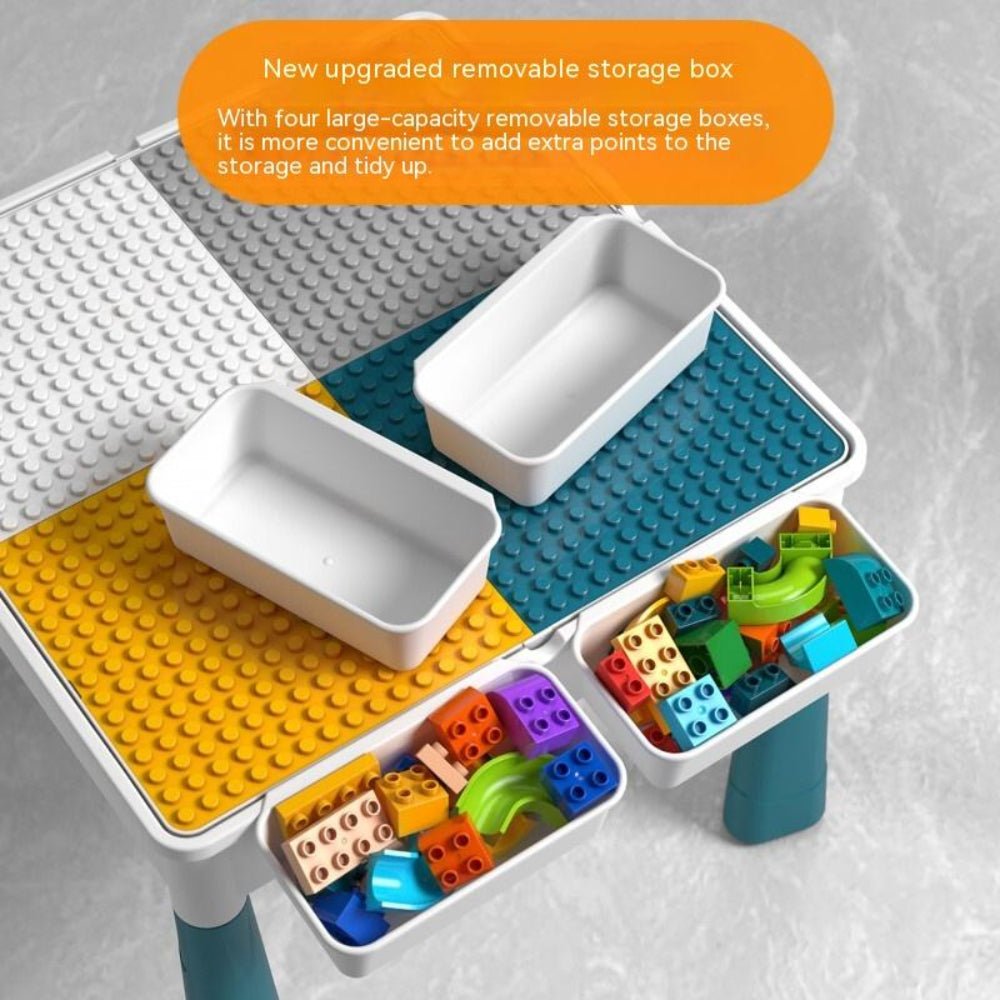 6 - in - 1 Multifunctional Dinosaur Block Table with Ball Track – 104 Pcs - KiddieWink - Gifts They'll Love