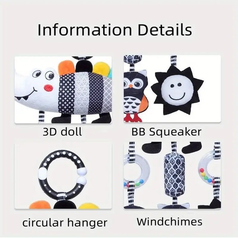 Montessori Baby Black And White Crocodile Stroller Toy - KiddieWink - Gifts They'll Love