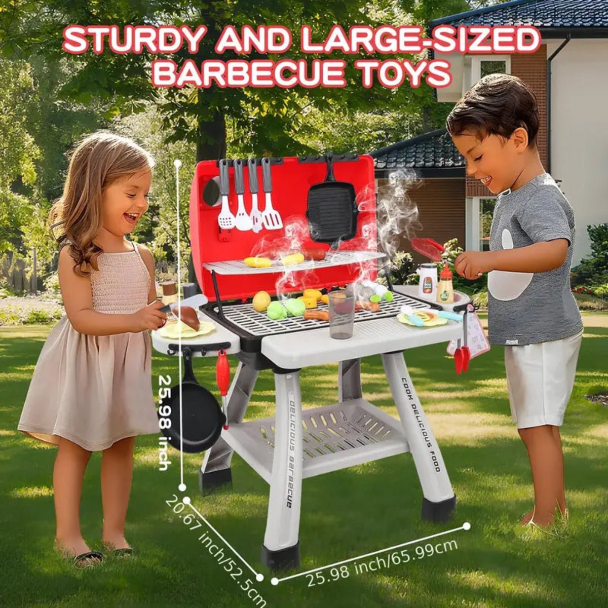 Kids BBQ Grill Set – 41 Pcs With Smoke & Lights - KiddieWink - Gifts They'll Love
