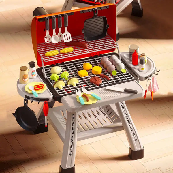 Kids BBQ Grill Set – 41 Pcs With Smoke & Lights