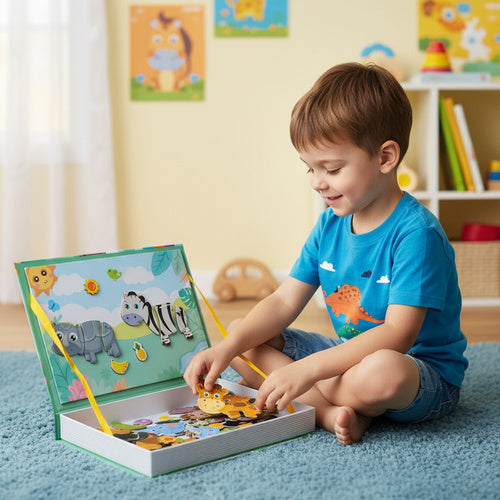 Magnetic Puzzle Book Safari Animals