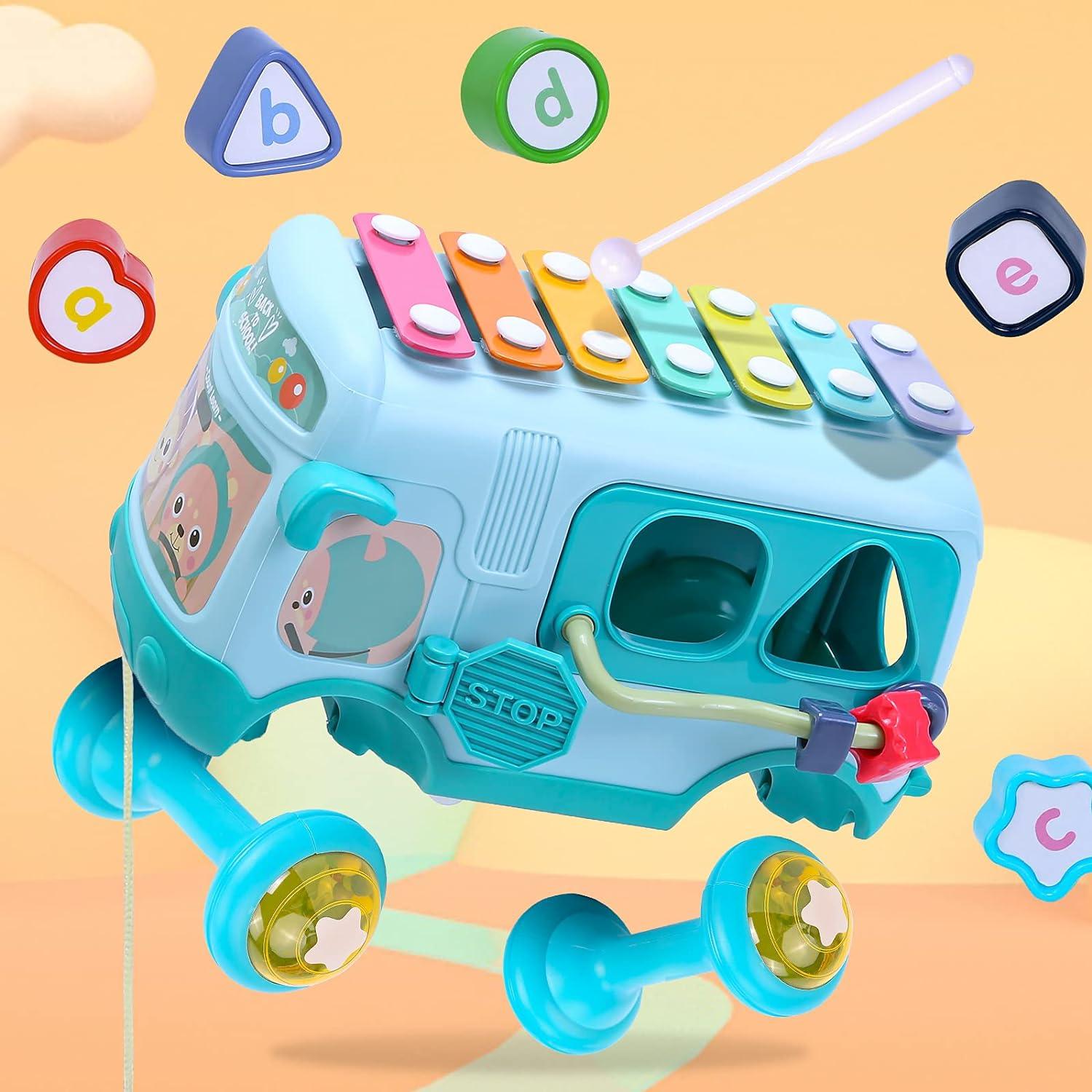 Montessori Cute Bear Baby Musical Bus Toy - KiddieWink - Gifts They'll Love