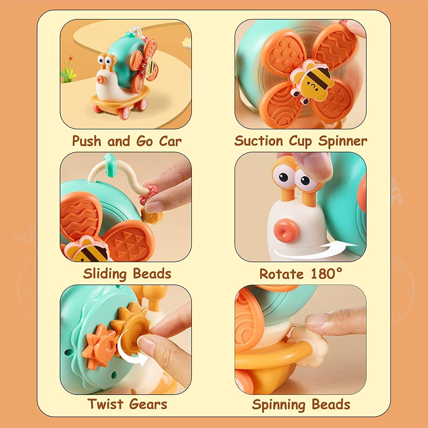 6 IN 1 Windmill Snail Spinner Sensory Toy - KiddieWink - Gifts They'll Love