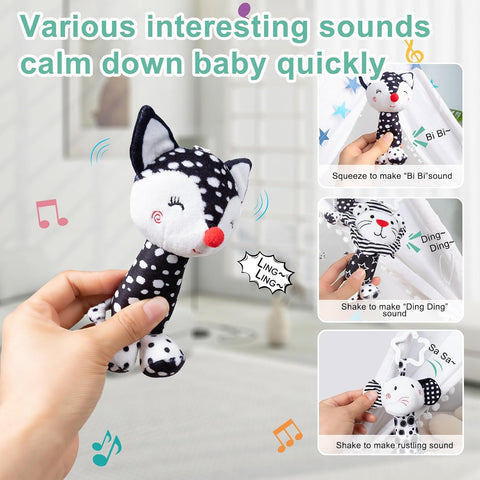 Sensory Animal Black & White Hanging Rattle Toy