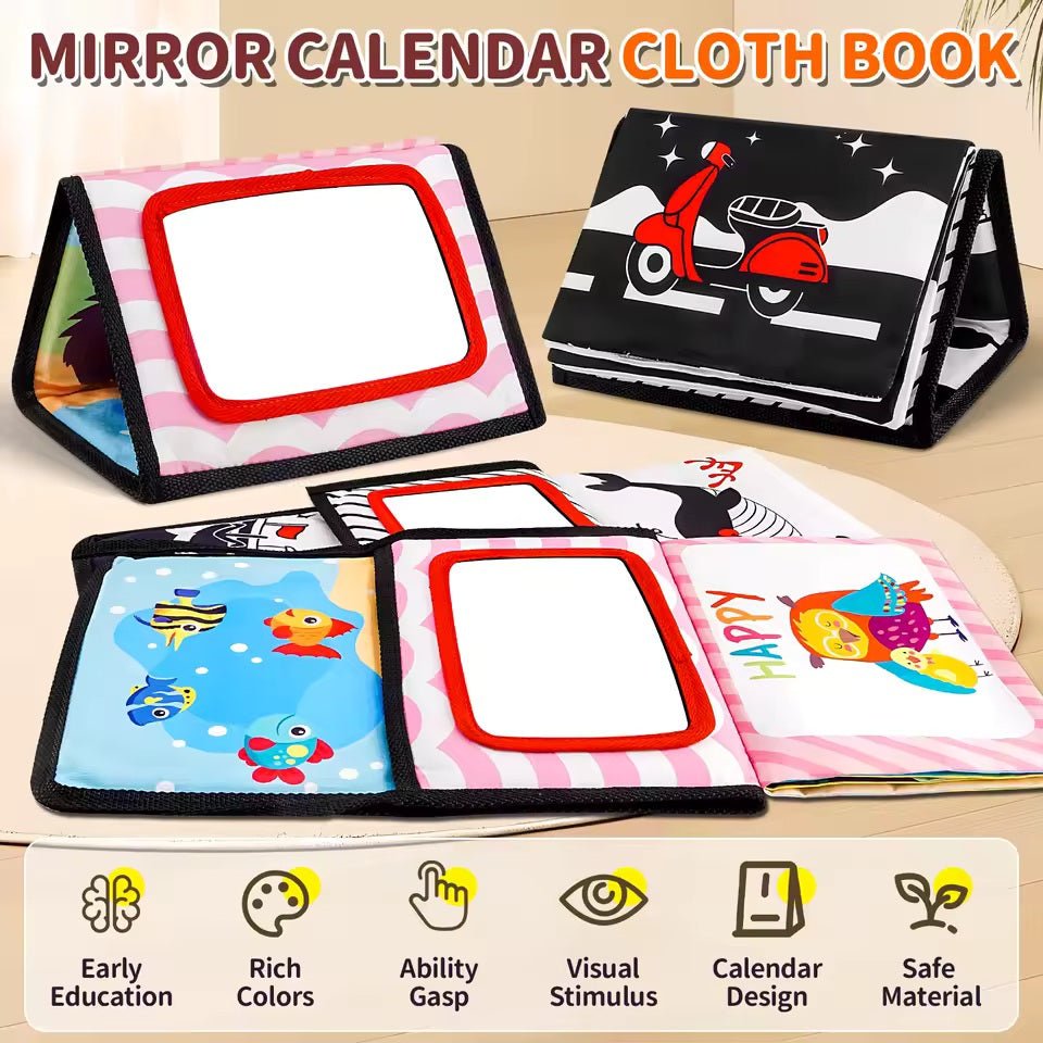 Tummy Time Mirror Sensory Cloth Book For Toddler - KiddieWink - Gifts They'll Love