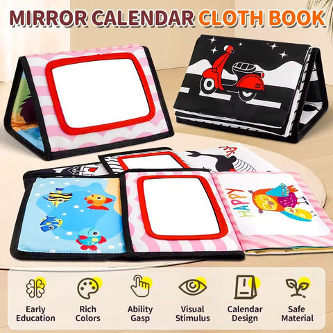 Tummy Time Mirror Sensory Cloth Book For Toddler - KiddieWink - Gifts They'll Love