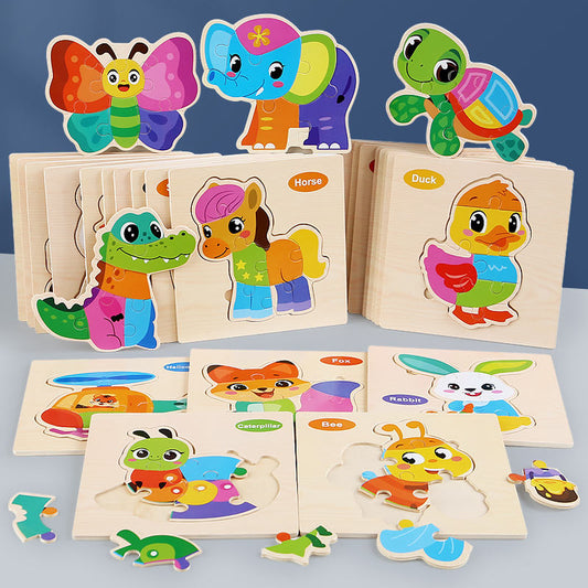 Multicolor Wooden 3D Puzzle Jigsaw Board For Kids