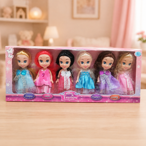 6-Pack Mini Princess Fashion Dolls Set for Girls