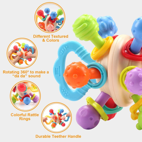 3-in-1 Silicone Pull String Interactive Soft Rattle Balls