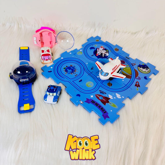 Puzzle Racer Track Car & Mini RC Wrist Watch Car Pack For Kids - KiddieWink - Gifts They'll Love