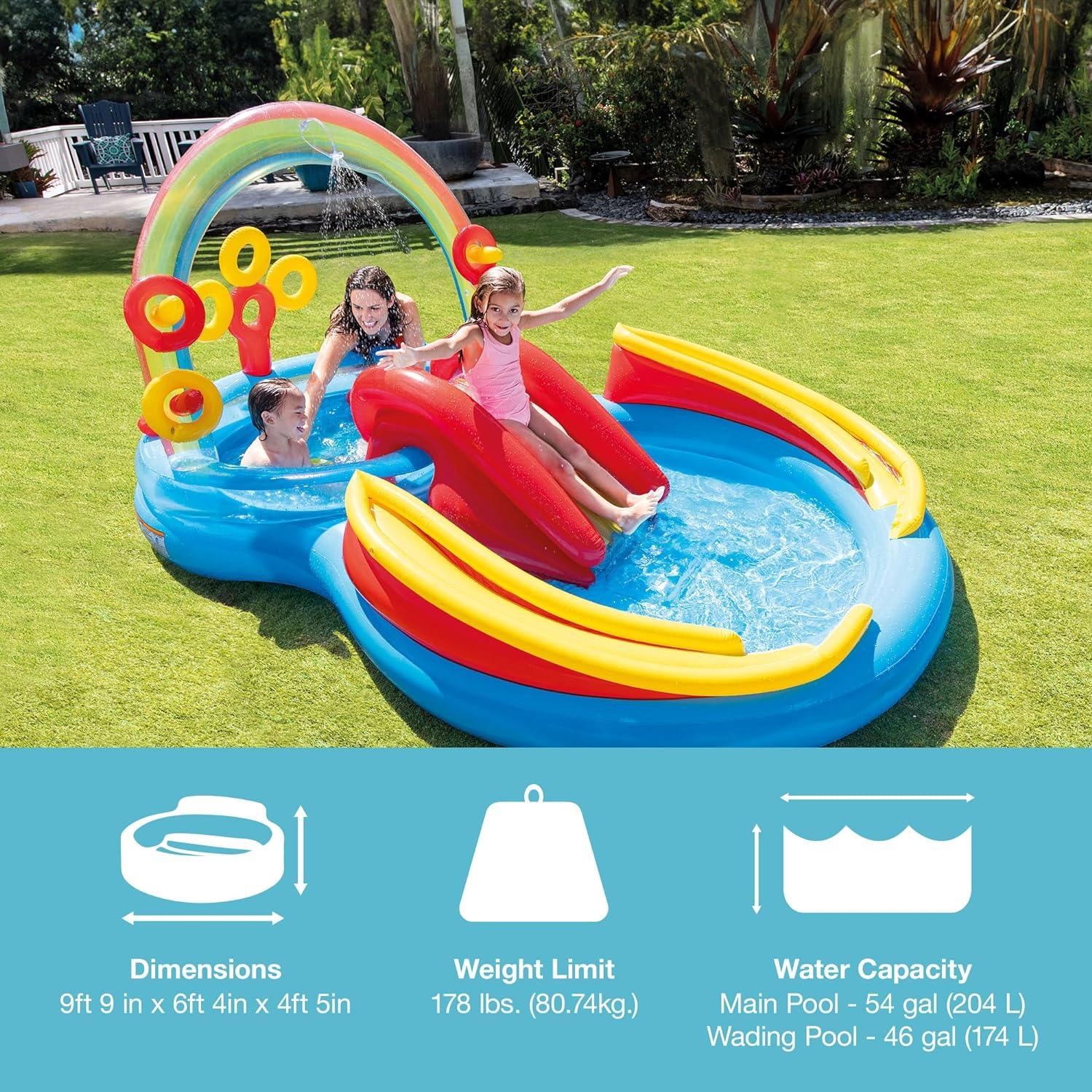 KiddieWink™ Inflatable Rainbow Slide Swimming Pool (2.97m x 1.93m x 1.35m) For Kids - KiddieWink - Gifts They'll Love