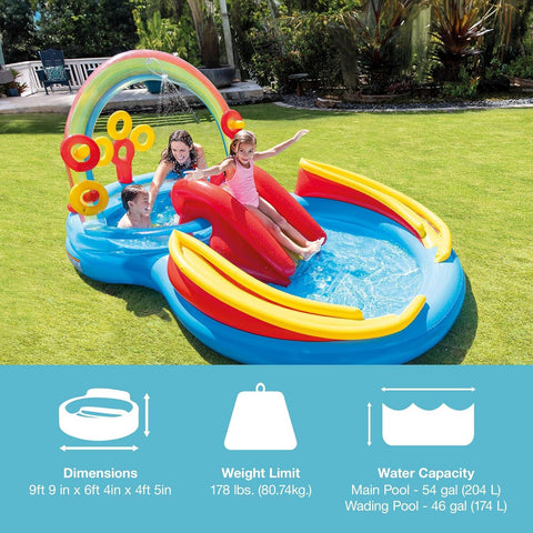 KiddieWink™ Inflatable Rainbow Slide Swimming Pool (2.97m x 1.93m x 1.35m) For Kids - KiddieWink - Gifts They'll Love