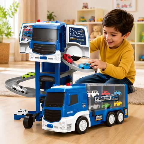 2-in-1 Mega Transporter Transforming Garage Truck
