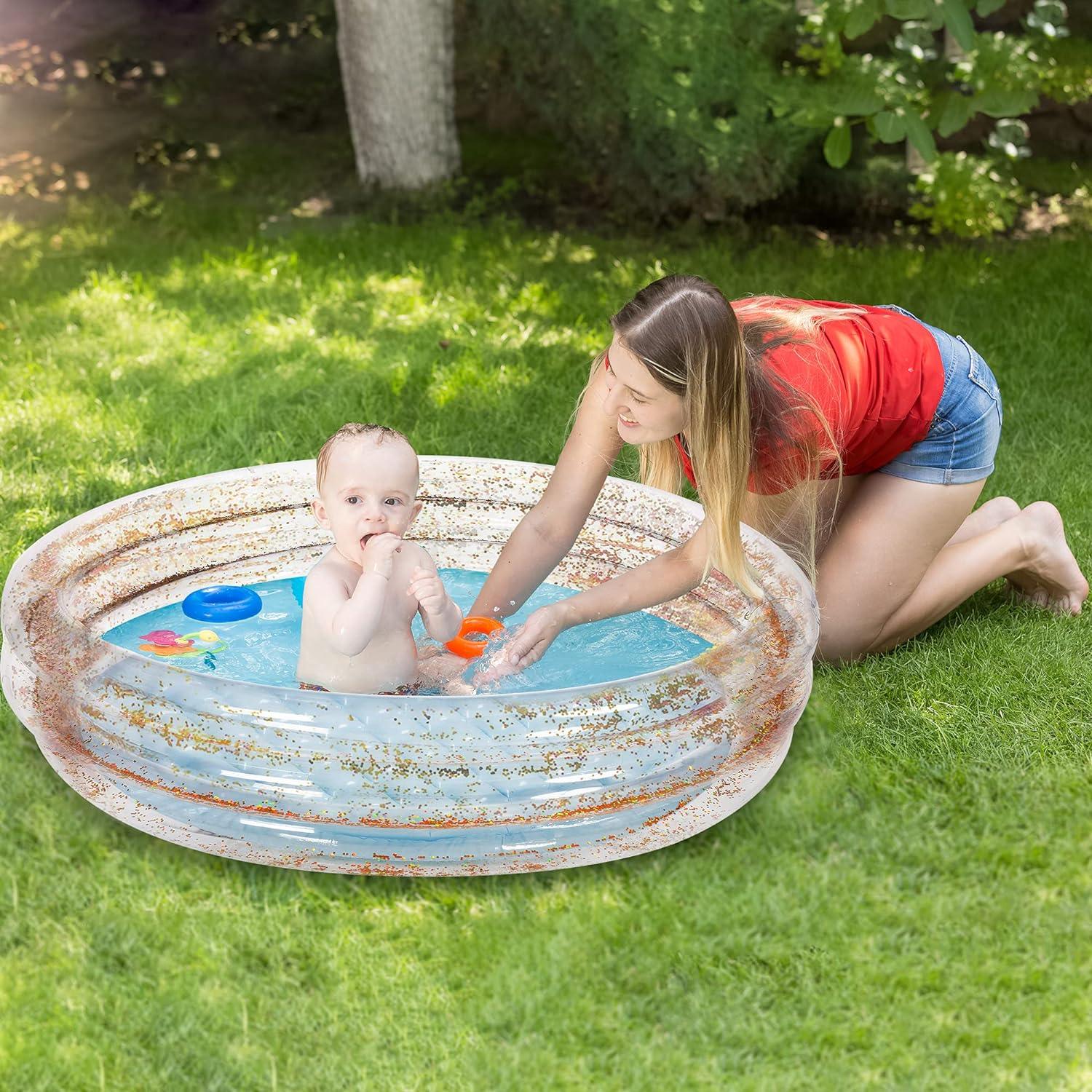 KiddieWink™ Inflatable Transparent Glitters Swimming Pool (86cm) For Kids - KiddieWink - Gifts They'll Love