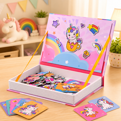 Magnetic Puzzle Book Unicorns Puzzle Cards, 39 Pcs - Educational Toy for Kids