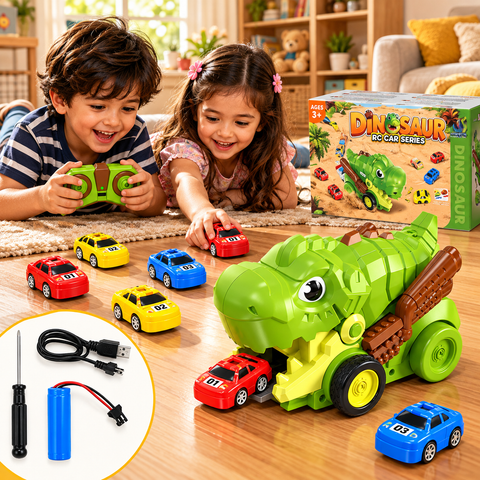 Dinosaur RC Car Launcher Truck with Remote Control & Magnetic Mini Cars