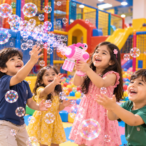 Pink Flamingo Bubble Blaster – LED Bubble Gun for Kids