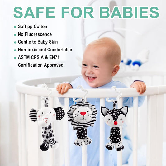 Sensory Animal Black & White Hanging Rattle Toy