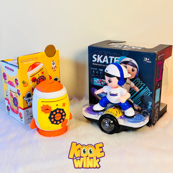 Skate Board Boy & Rocket Money Bank Pack