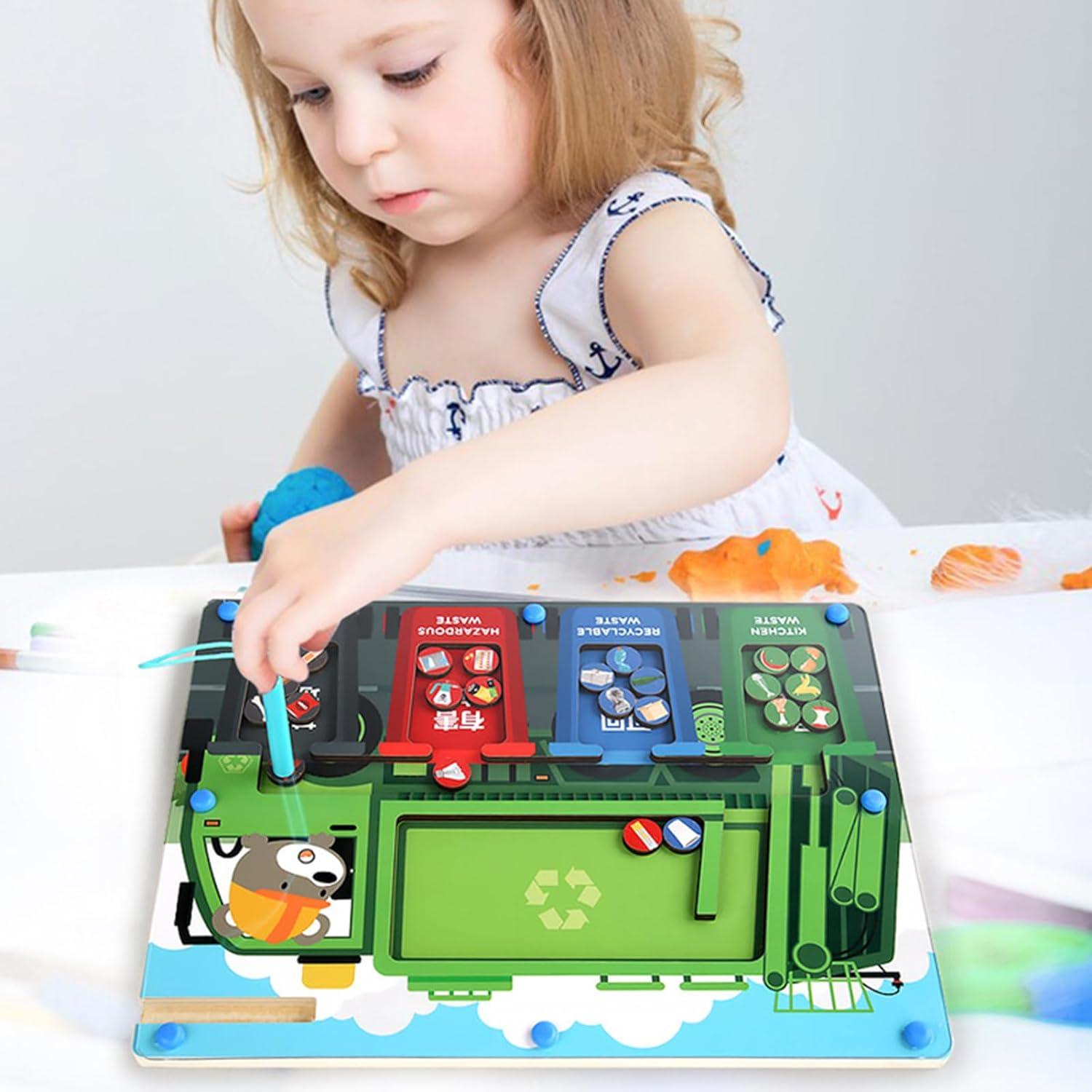 Montessori Garbage Sorter Maze Board Toy For Kids - KiddieWink - Gifts They'll Love