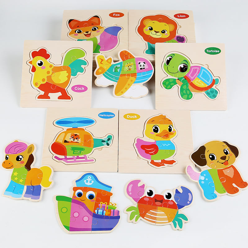 Multicolor Wooden 3D Puzzle Jigsaw Board For Kids – image 5 – KiddieWink