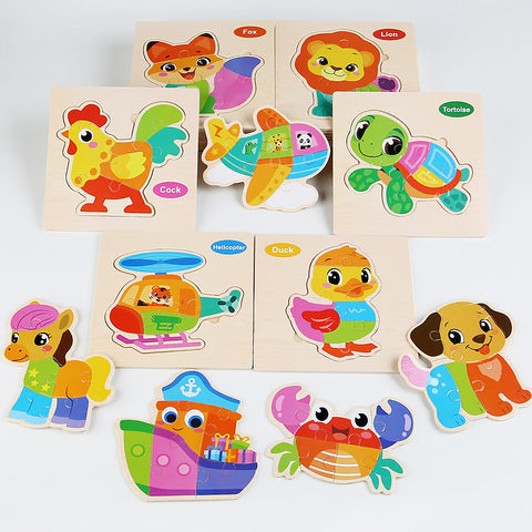 Multicolor Wooden 3D Puzzle Jigsaw Board For Kids