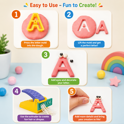 Alphabet Learning Color Dough Set for Kids – Educational Clay & Play Kit