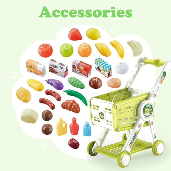 31 Pcs Supermarket Shopping Trolley Cart Toy