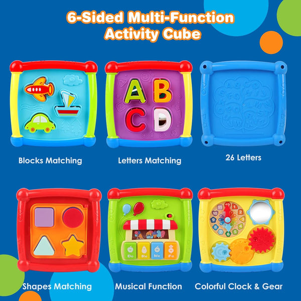 6 Sided Musical Activity Cube Toy For Kids