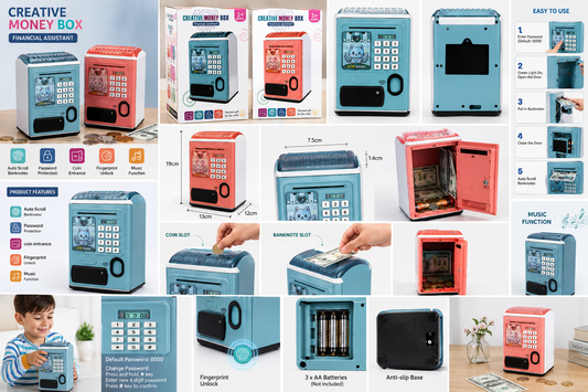 Kids Mini ATM Money Bank With Fingerprint