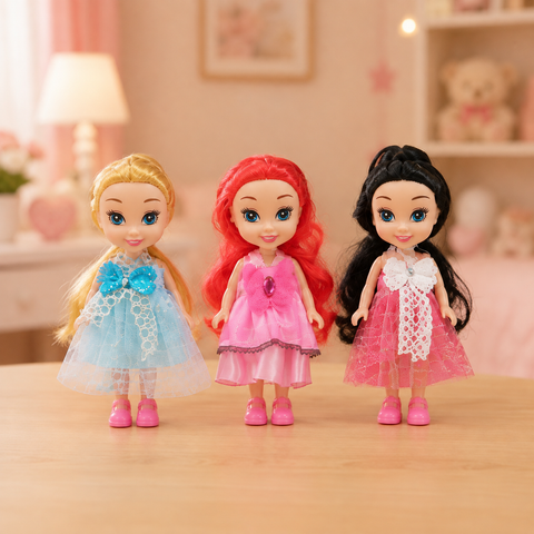 6-Pack Mini Princess Fashion Dolls Set for Girls