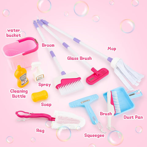 12 Pieces Dino Cleaning Set For Girls - KiddieWink - Gifts They'll Love