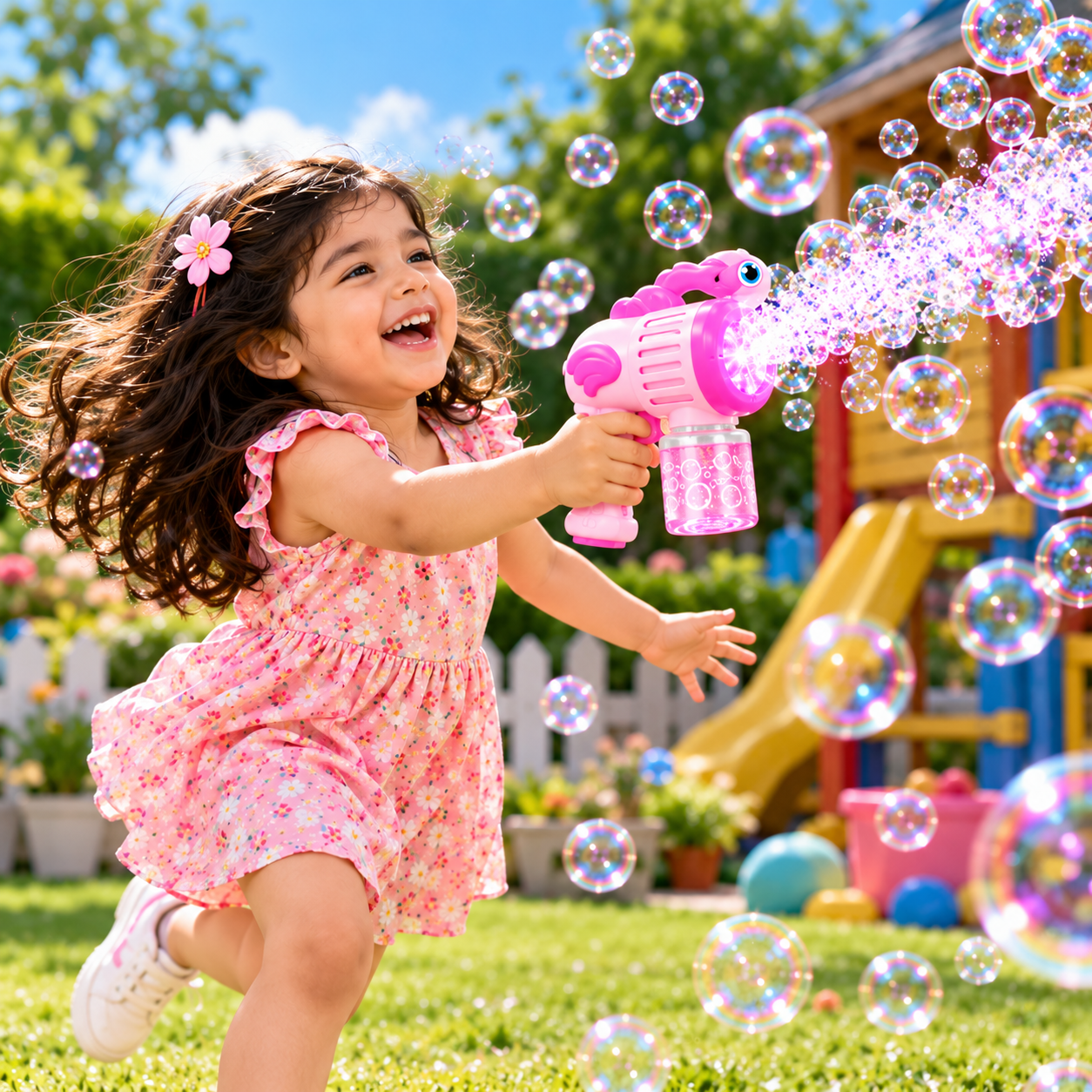 Pink Flamingo Bubble Blaster – LED Bubble Gun for Kids