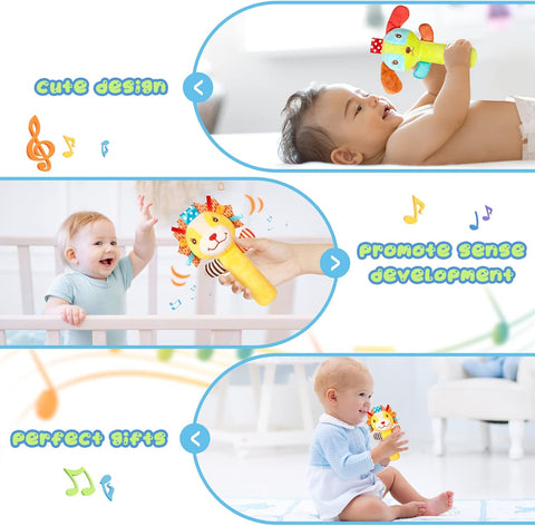Baby Plush Rattles – Handheld Sensory Toys for Newborns & Toddlers - KiddieWink - Gifts They'll Love